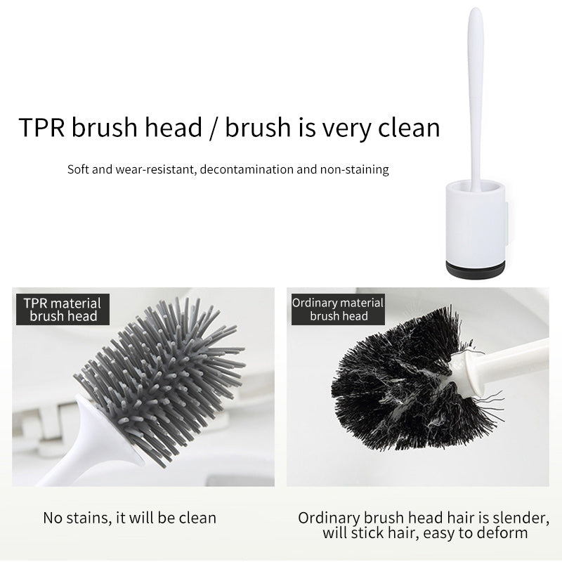 Toilet Brush with Holder - Ergonomic Desin, Deep Clean Silicone Bristles for Bathroom Cleaning