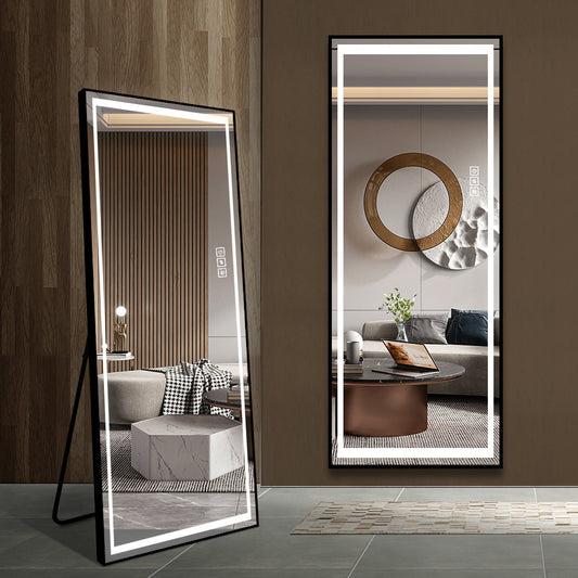 Full-Length LED Mirror with Adjustable Lights - Standing Tall Foor Mirror, Dimmable & Explosion-Proof