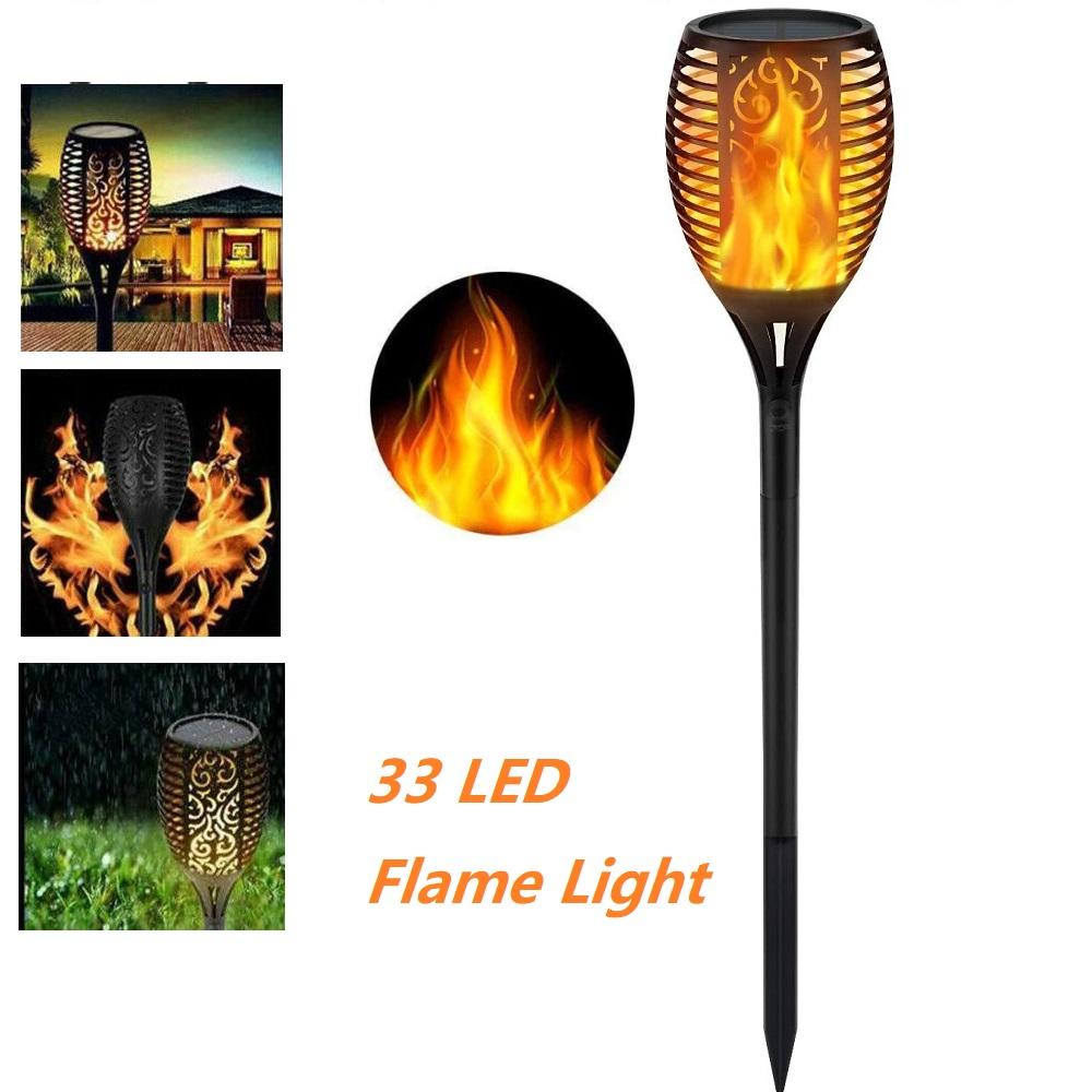 33 LED Outdoor Waterproof Solar Torch Lights with Realistic Flickering Flame