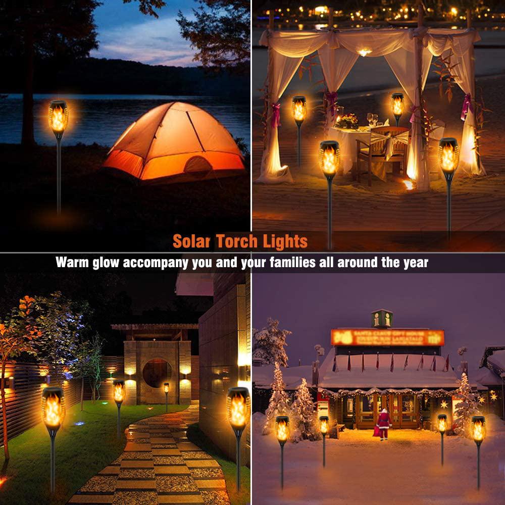 33 LED Outdoor Waterproof Solar Torch Lights with Realistic Flickering Flame