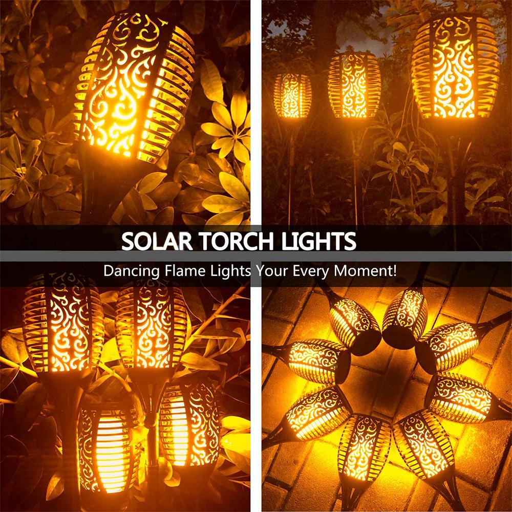 33 LED Outdoor Waterproof Solar Torch Lights with Realistic Flickering Flame