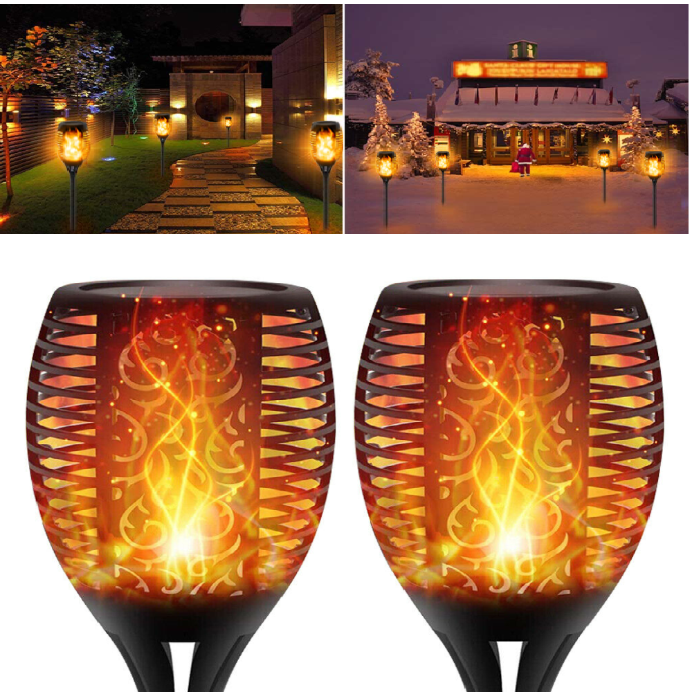 33 LED Outdoor Waterproof Solar Torch Lights with Realistic Flickering Flame