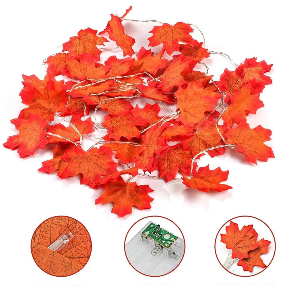 10Ft Maple Leaf String Lights - Thanksgiving & Christmas Decorations