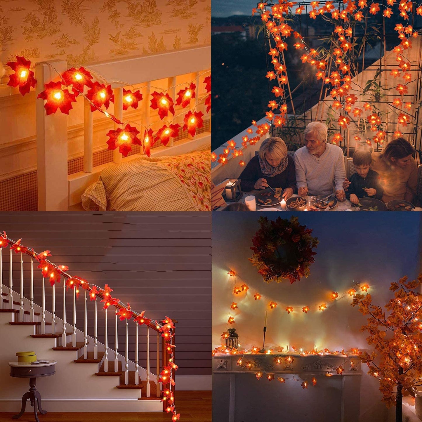 10Ft Maple Leaf String Lights - Thanksgiving & Christmas Decorations