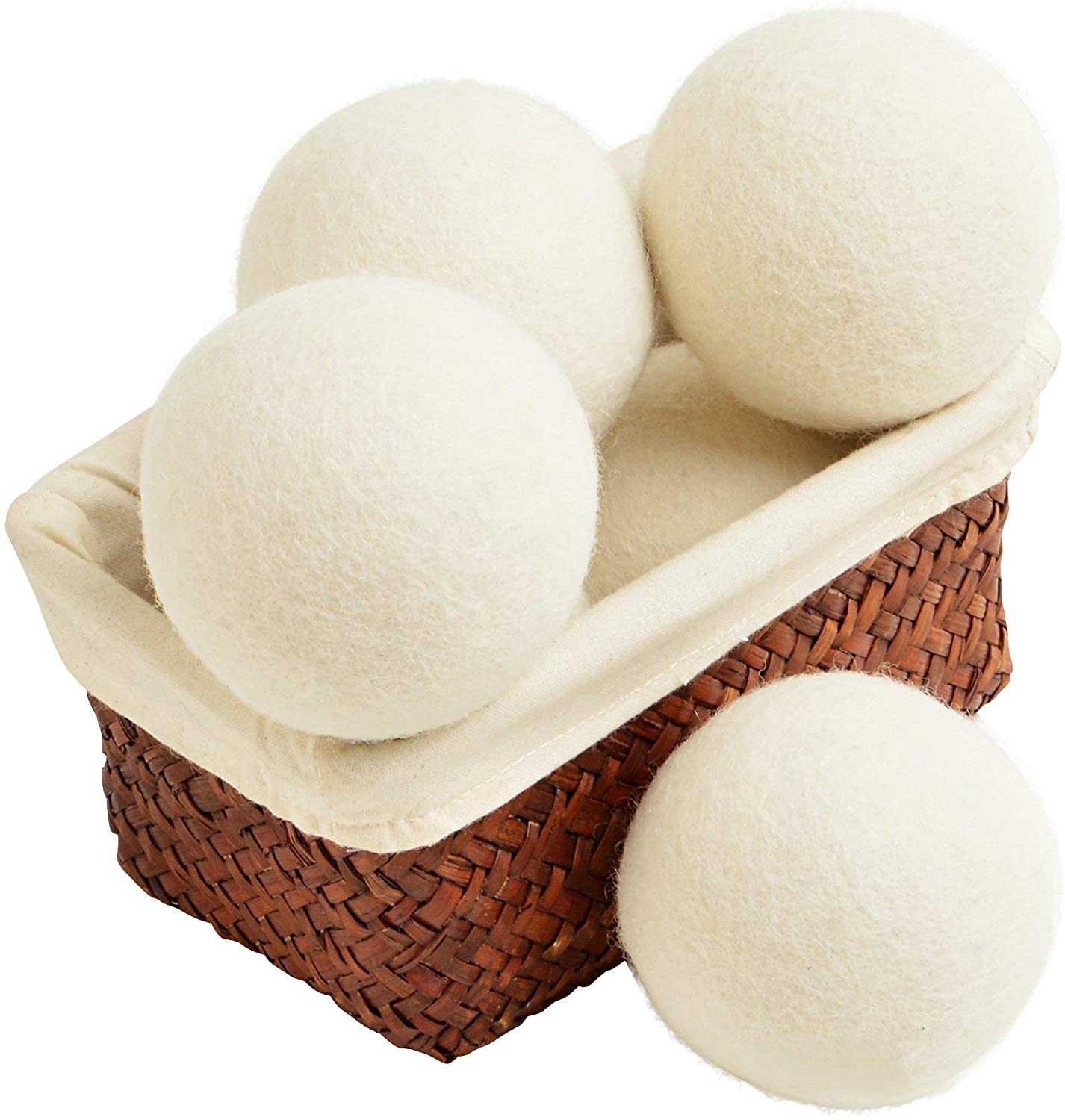 Reusable Wool Dryer Balls - Natural Fabric Softener (Set of 6)