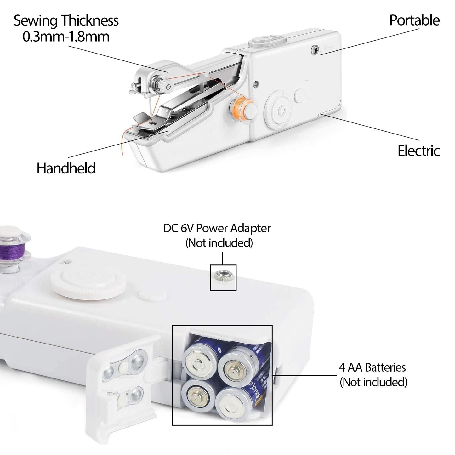 Máquina de coser de mano: miniherramienta de costura inalámbrica portátil para tela