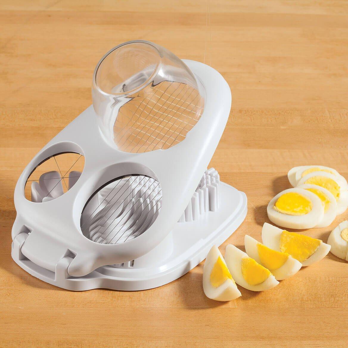 3- in 1 Egg Slicer and Food Cutter - Perfect for Hard-Boiled Eggs, Strawberries, and More