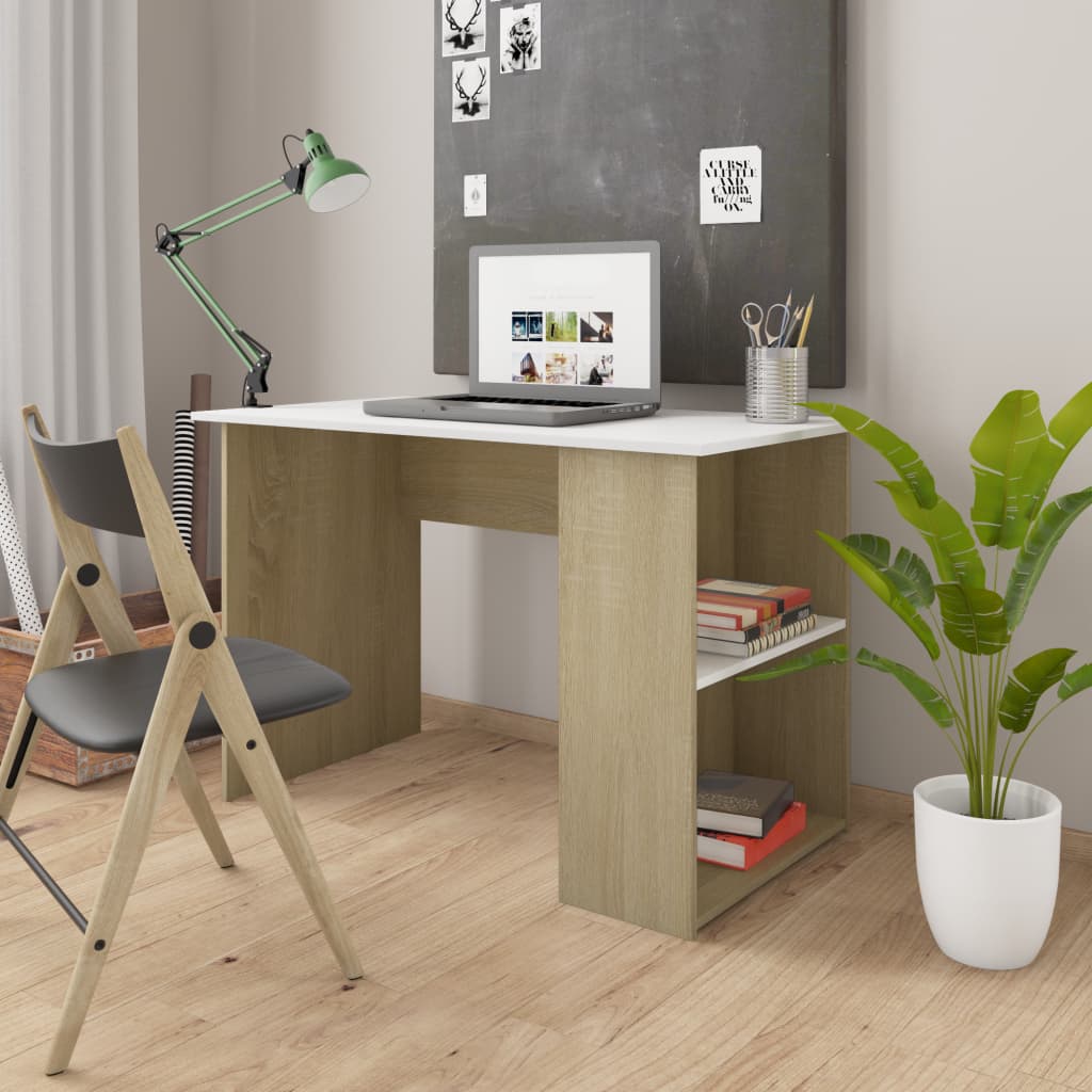 Modern Compact Desk 43.3"x23.6"x28.7" with Storage - Ideal for Home or Office