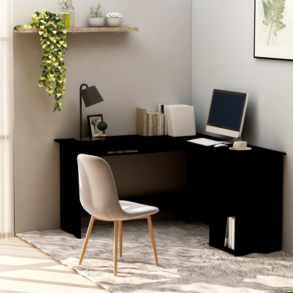 L-Shaped Corner Desk with Keyboard Tray & Storage - Modern Office Solution