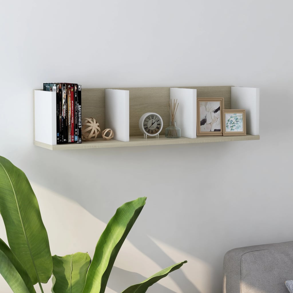 CD Wall Shelf White 29.5"x7.1"x7.1" Compact Media Storage for CDs & DVDs