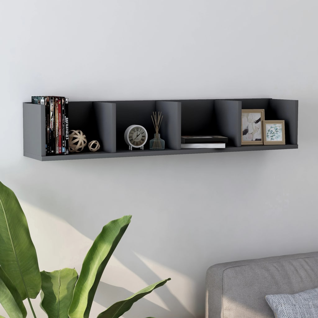 CD Wall Shelf White 39.4"x7.1"x7.1" Modern Storage Solution for CDs, DVDs & More