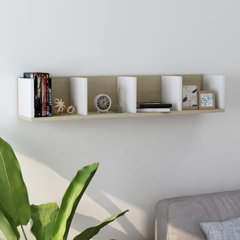 CD Wall Shelf White 39.4"x7.1"x7.1" Modern Storage Solution for CDs, DVDs & More