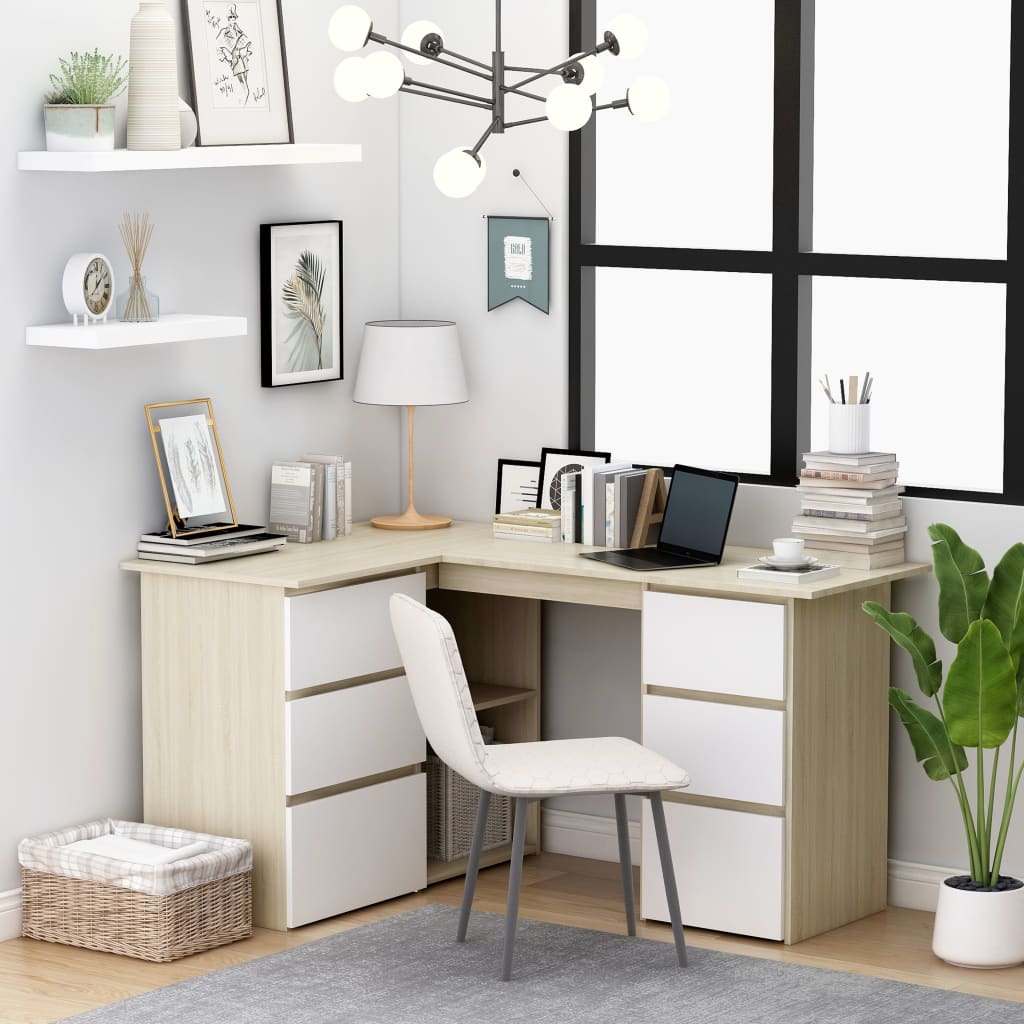 Compact Corner Desk 57.1"x39.4"x29.9" with Shelves - Perfect for Study or Office