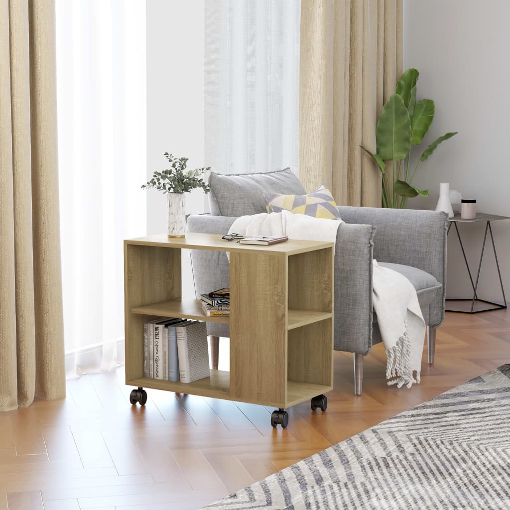 Elegant Side Table with Wheels-Stylish & Functional Storage