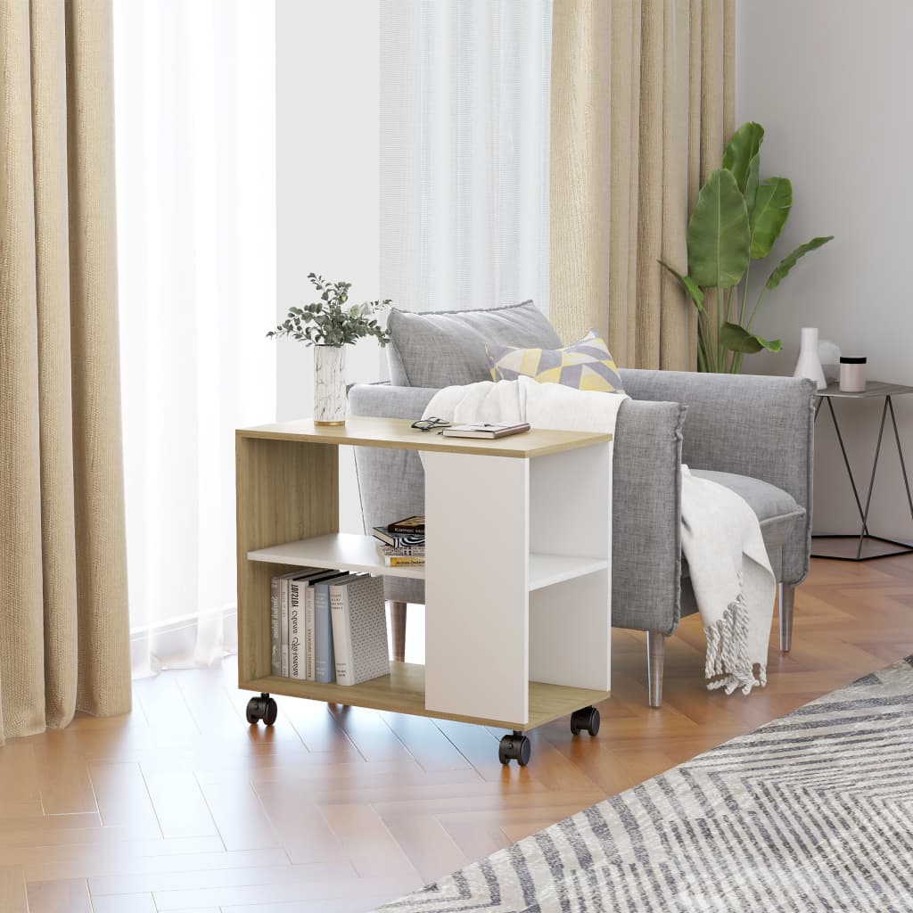 Elegant Side Table with Wheels-Stylish & Functional Storage