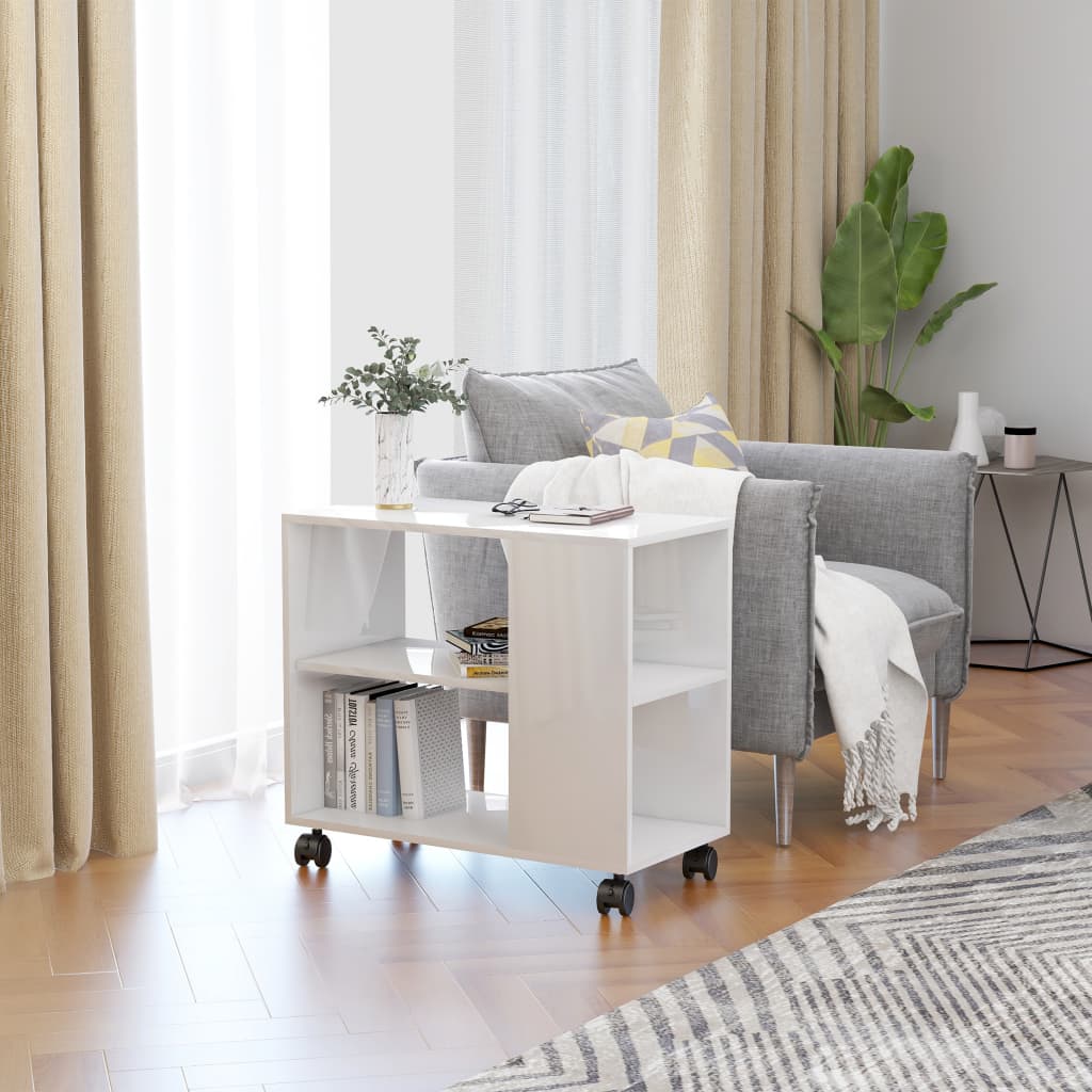 Elegant Side Table with Wheels-Stylish & Functional Storage