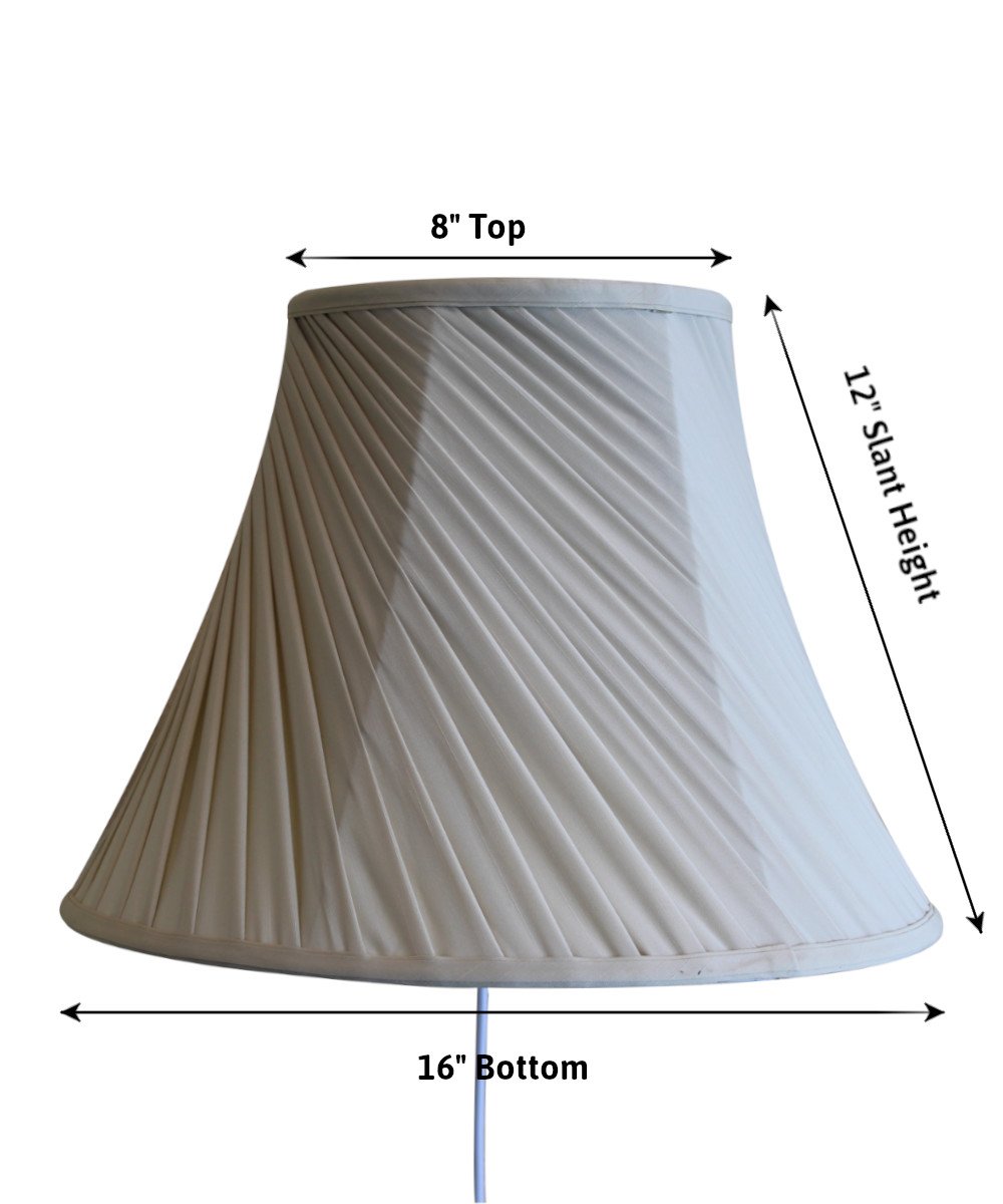 8” Floating Wall Light Plug-In with Silk Fabric Shade - Eggshell Finish, Dimmable