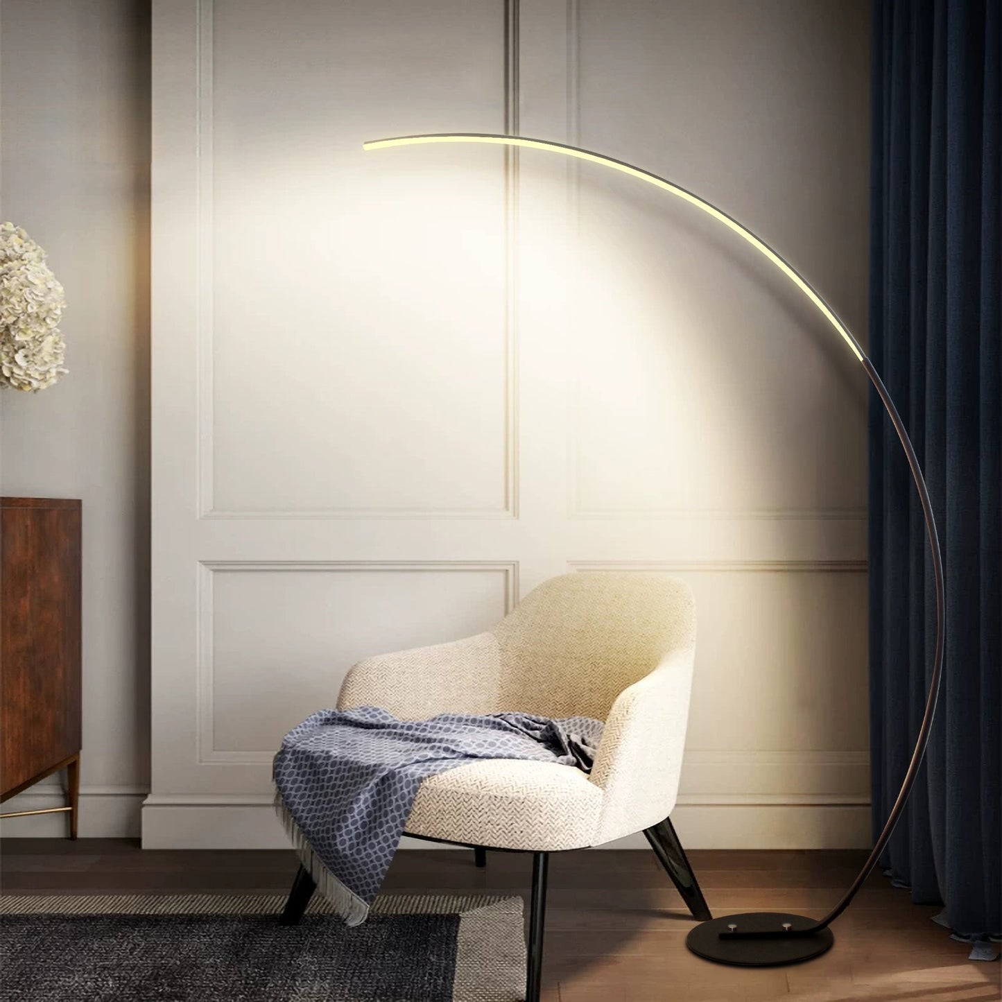 RGBW Modern Curve Floor Lamp with Remote Control - 16 Million  Colors & Dimmable, Ambient Lighting for Home Decor