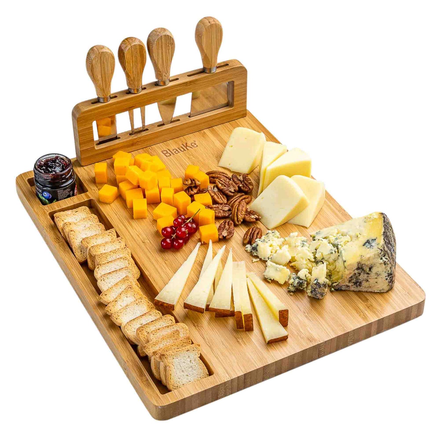 Premium Bamboo Cheese Board Set Charcuterie Platter with Cutlery & Serving Tools