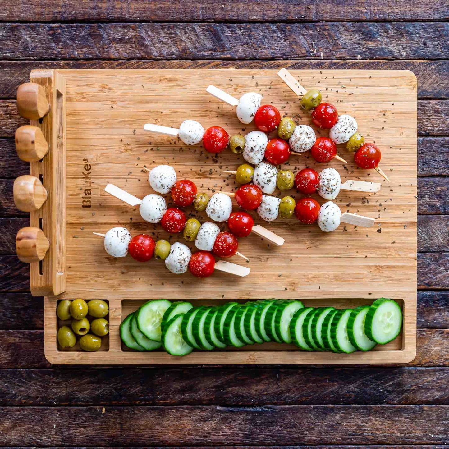 Premium Bamboo Cheese Board Set Charcuterie Platter with Cutlery & Serving Tools