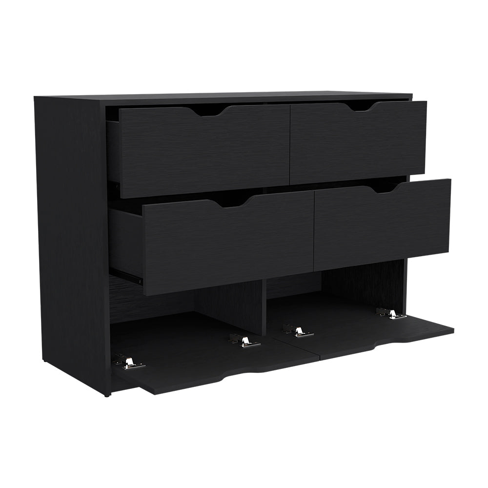 Bennett 2 Piece Bedroom Set, Nightstand + Dresser, Black Wenge Finish