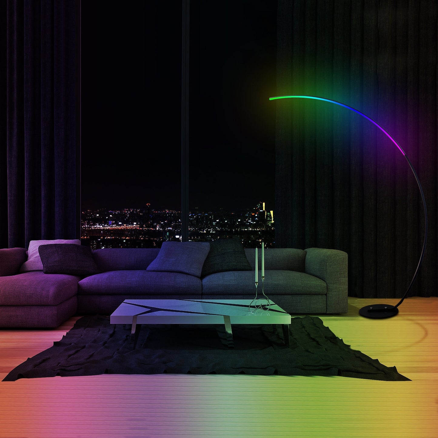 RGB Modern Curve Lamp - Smart LED Floor Light for Home Decor