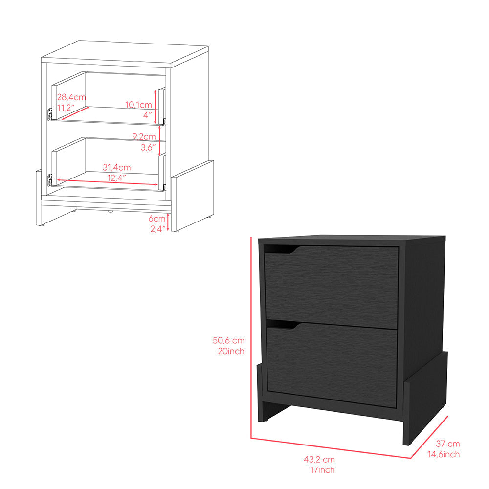 Brookland Nightstand - Modern Bedside Table with 2 Drawers