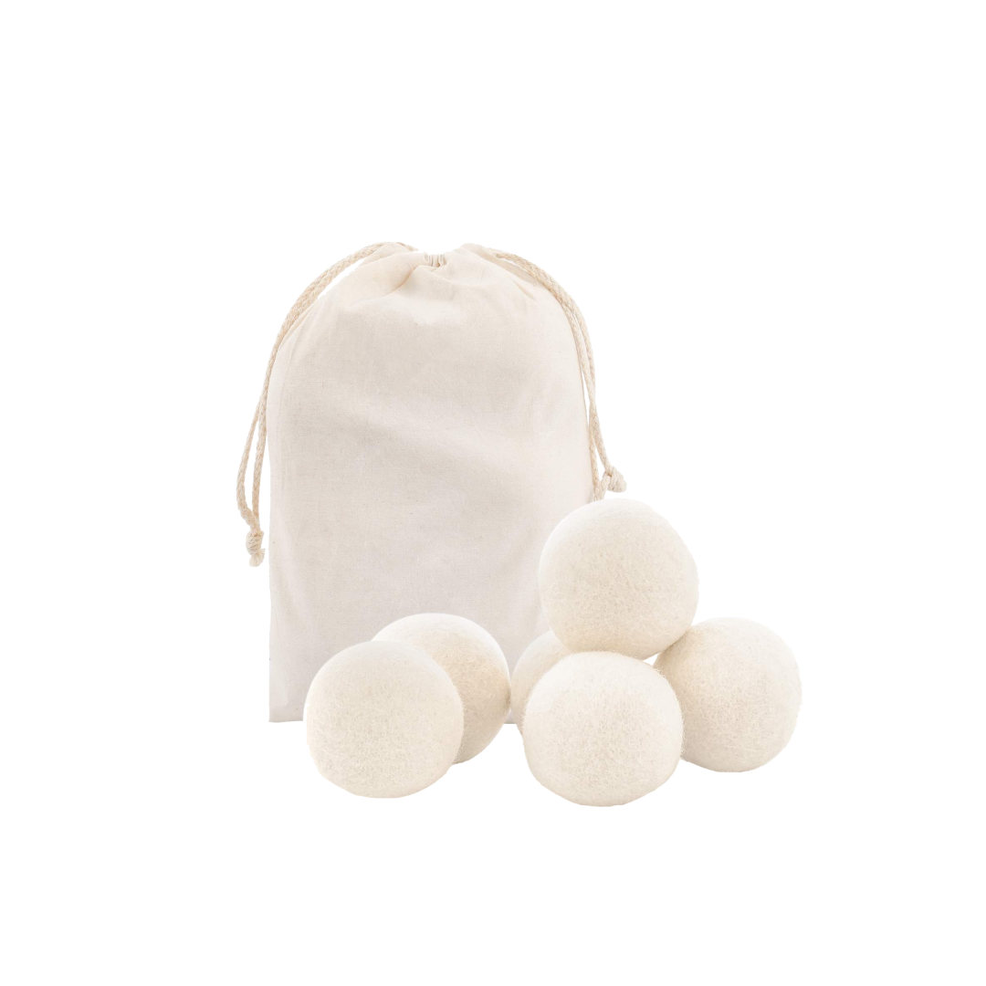 Reusable Wool Dryer Balls - Natural Fabric Softener (Set of 6)