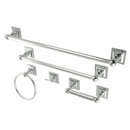 Combo de accesorios de baño Kingston Brass BAHK3212478C, cromo pulido