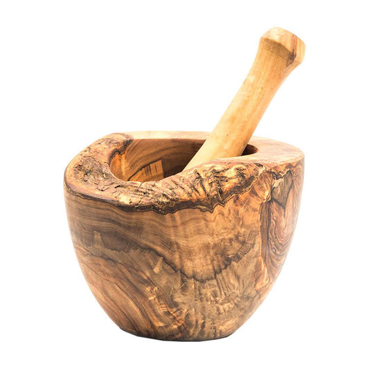 Handmade Olive Wood Mortar and Pestle - Rustic Herb & Spice Grinder