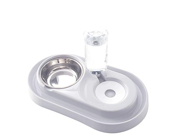 Stainless Steel Pet Bowls with Automatic Water Bottle - 2 in 1 Feeding Station