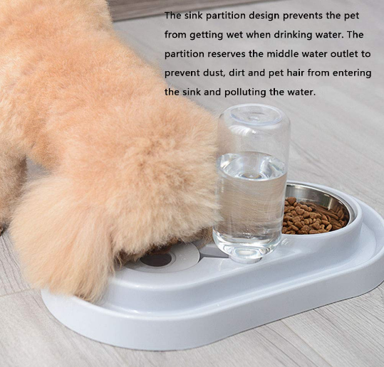 Stainless Steel Pet Bowls with Automatic Water Bottle - 2 in 1 Feeding Station