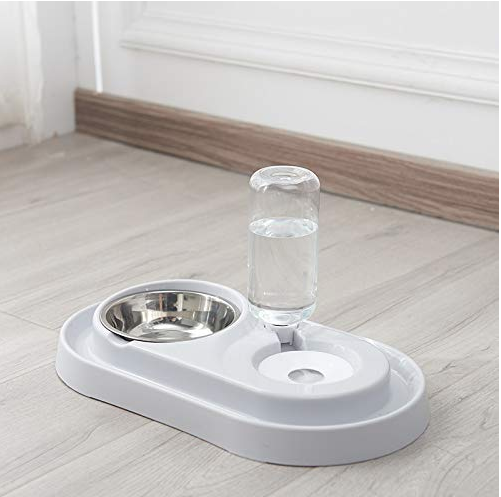 Stainless Steel Pet Bowls with Automatic Water Bottle - 2 in 1 Feeding Station