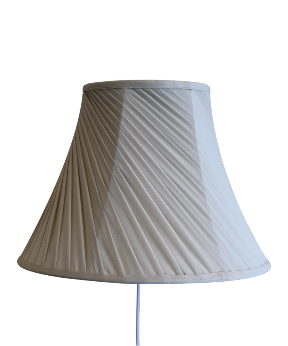 8” Floating Wall Light Plug-In with Silk Fabric Shade - Eggshell Finish, Dimmable