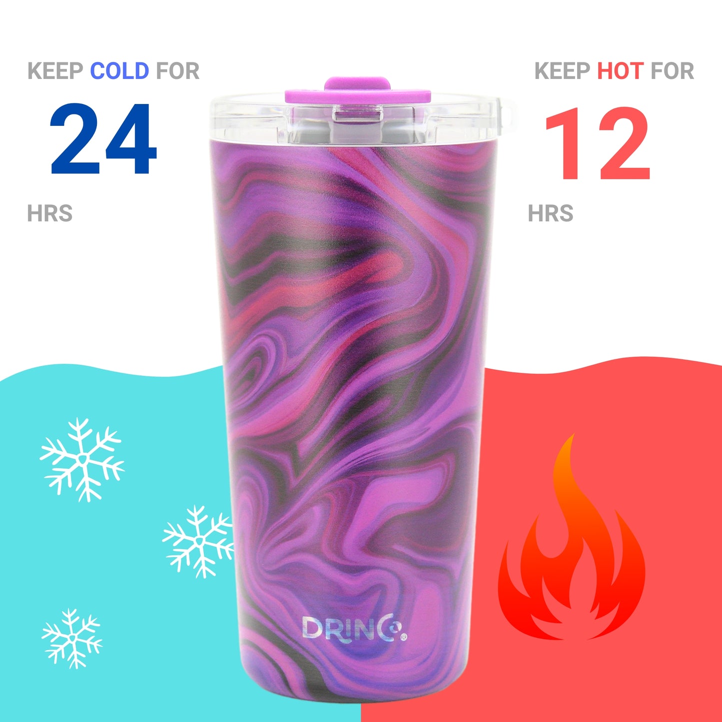 DRINCO® Seattle 20oz Insulated Tumbler Leakproof w/straw-Purple Swirl