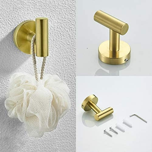 Golden 3-Piece Bathroom Hardware Set - Modern Towel Rack, Toilet Paper Holder & Hook