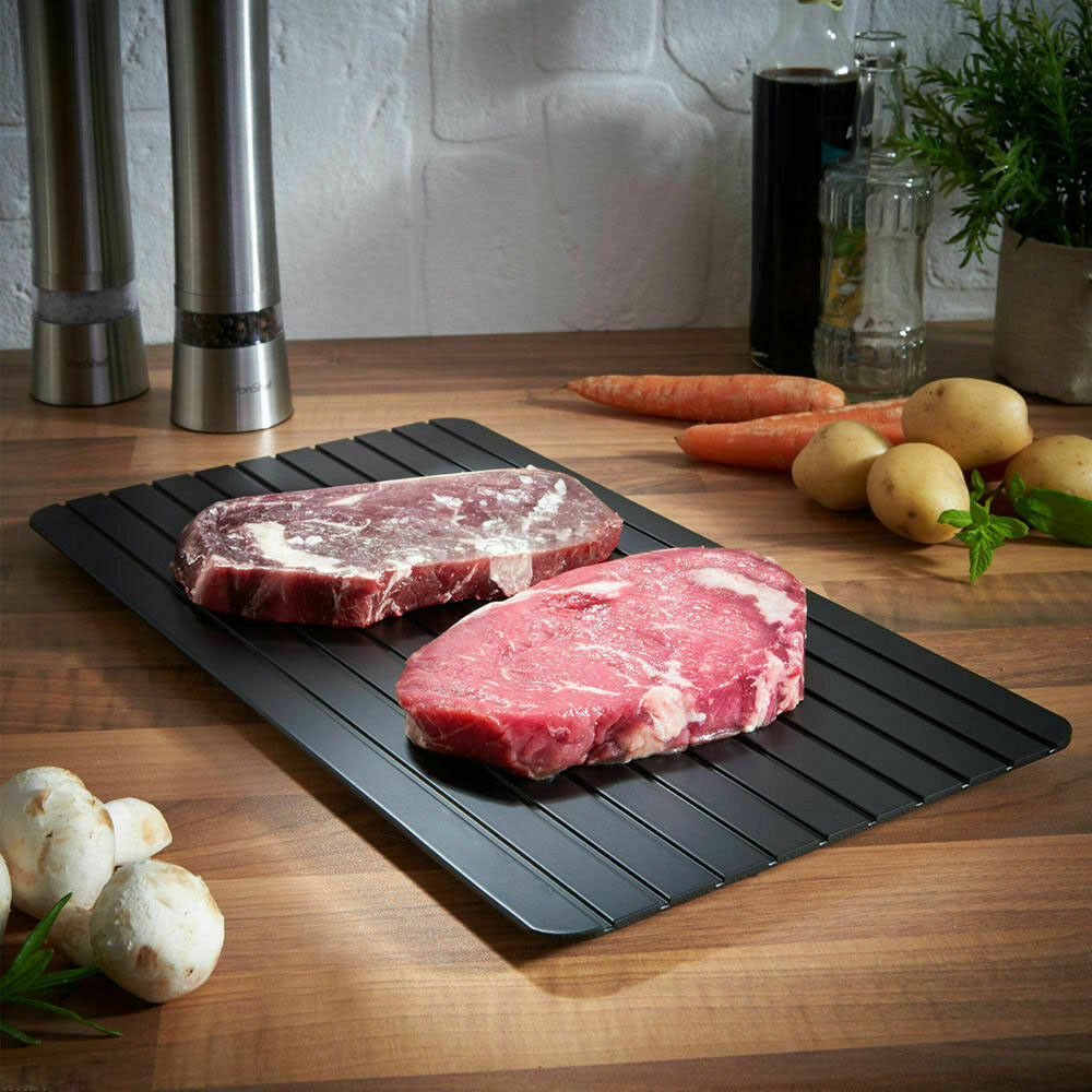 Fast Defrosting Tray for Frozen Foods - Rapid Thaw Plate for Meat, Fish, and More - No Electricity Needed