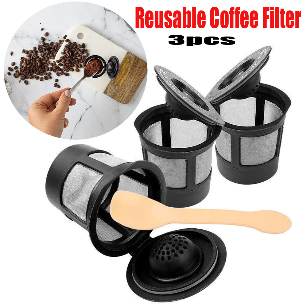 3pcs Reusable Coffee Filter Pod with Spoon - Eco-Friendly Coffee Solution