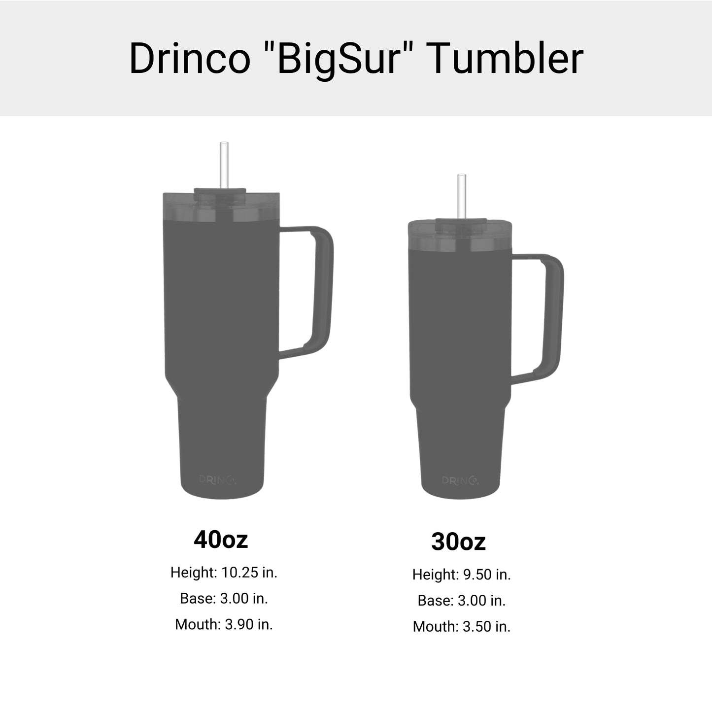 Drinco 40oz BugSur Insulated Tumbler with Handle & Straw Large Stainless Steel Travel Mug