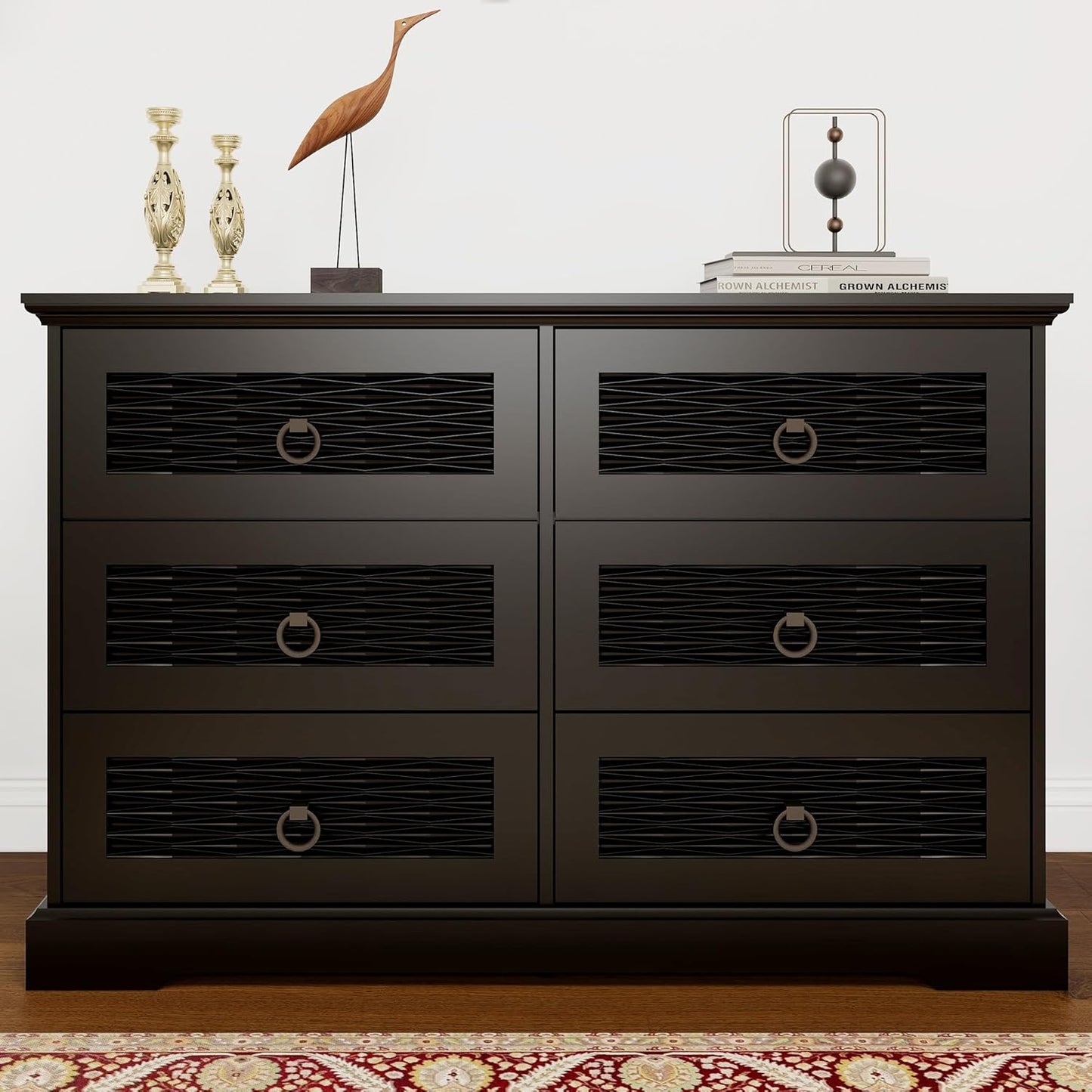 Modern 6-Drawer Wooden Dresser- Stylish & Functional Organizer