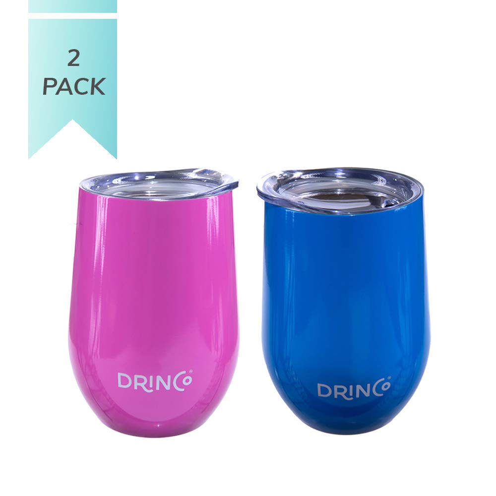 DRINCO® 12oz 2-Pack Insulated Wine Tumbler - Durable & ECO-Friendly