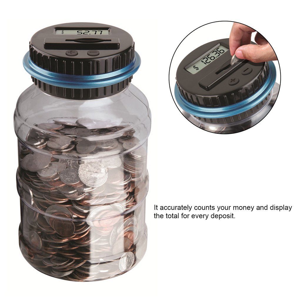 Digital Coin Counting Money Saving Box with LCD Display