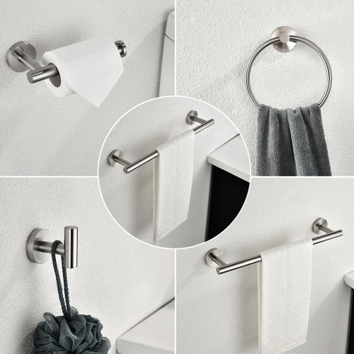 6 Piece Stainless Steel Bathroom Towel Rack Set - Wall - Mounted Hardware in Brushed Nickel, Gold, or Mate Black