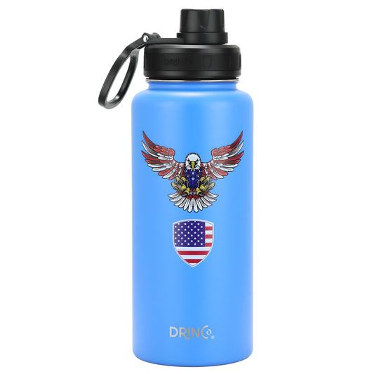 DRINCO® 32oz Stainless Steel Water Bottle-Eagle-Royal Blue