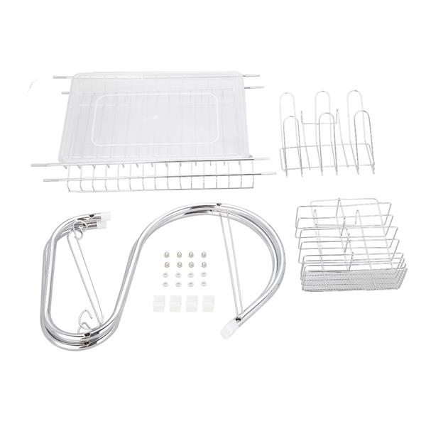 2 Layer Stainless Steel Dish Drying Rack Organizer Durable Kitchen Shelf Dish Drainer Space-Saving Storage