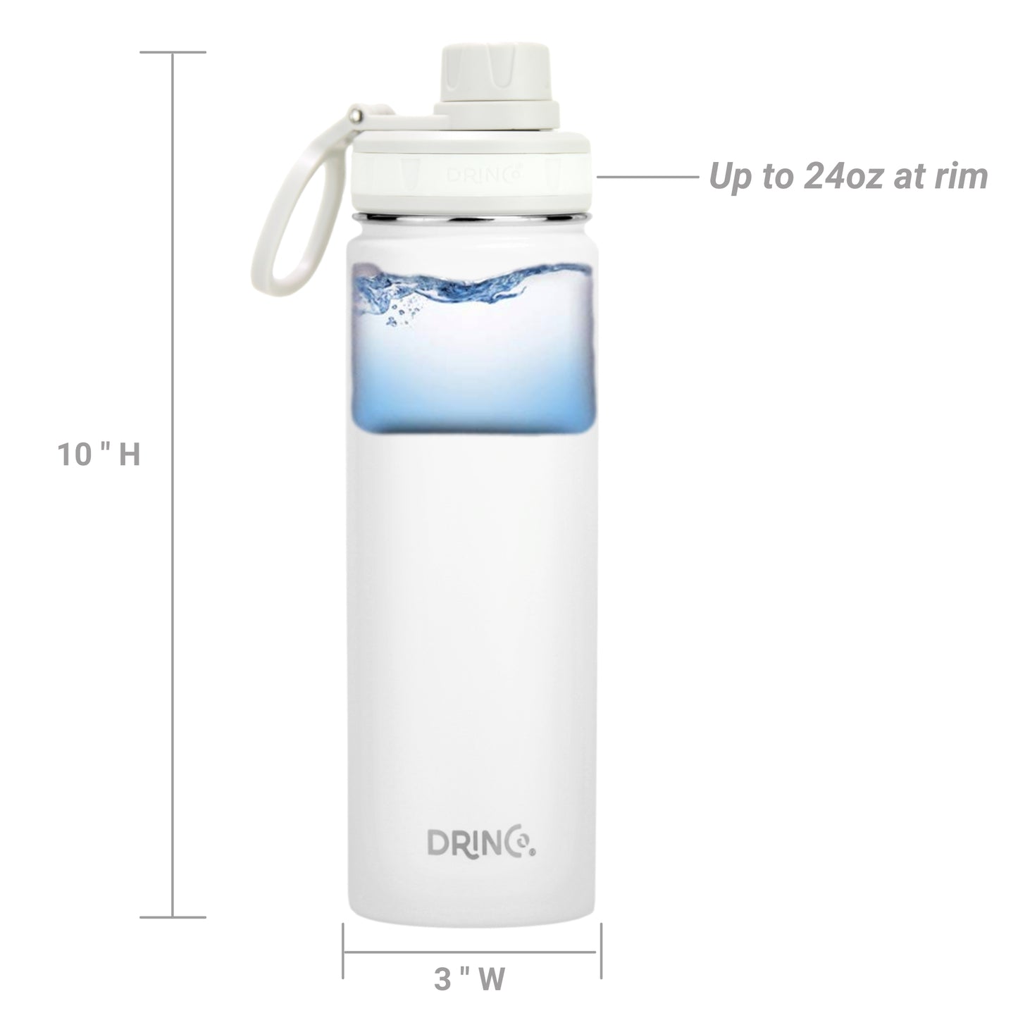 DRINCO® 22oz Stainless Steel Insulated Water Bottle - Artic White BPA-Free