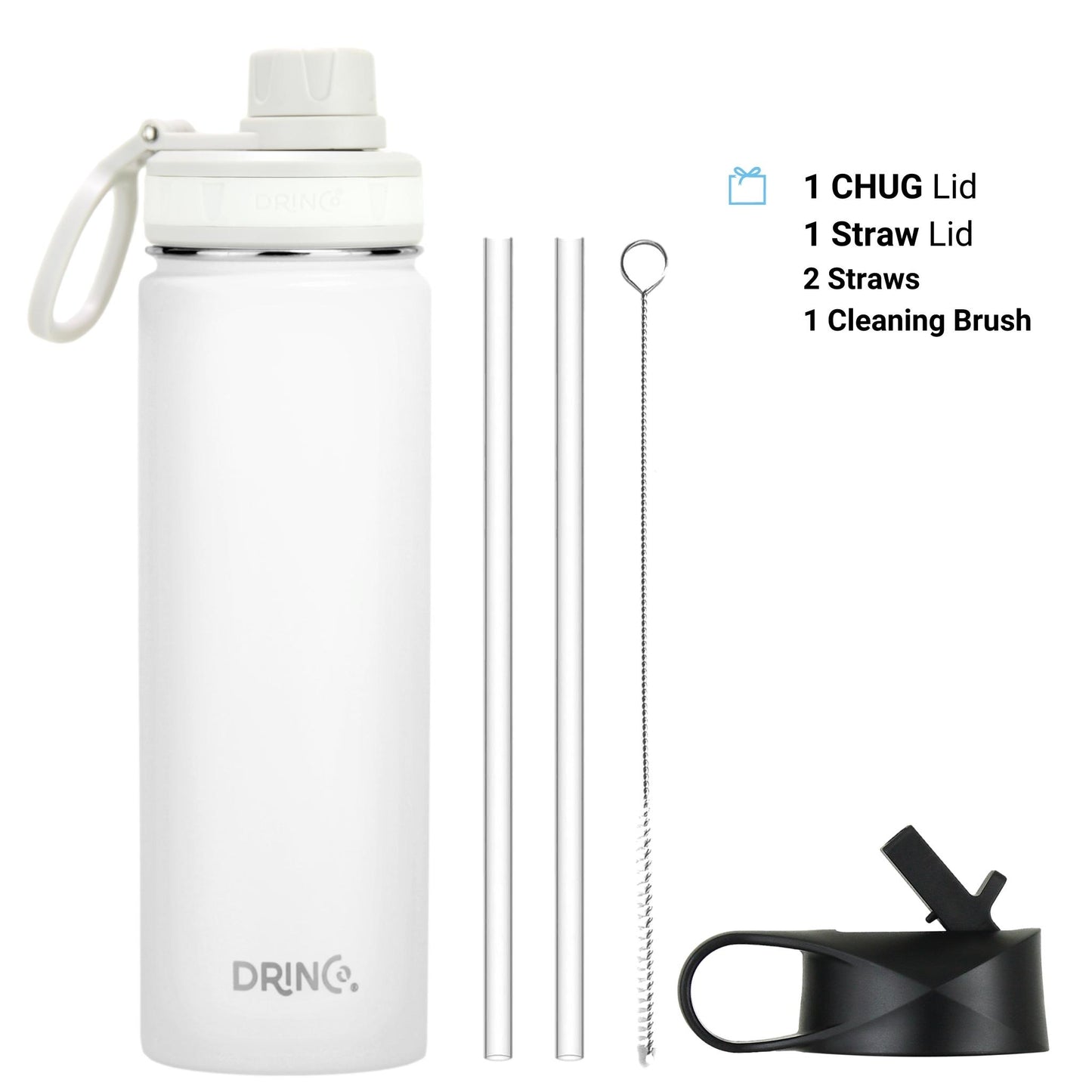 DRINCO® 22oz Stainless Steel Insulated Water Bottle - Artic White BPA-Free