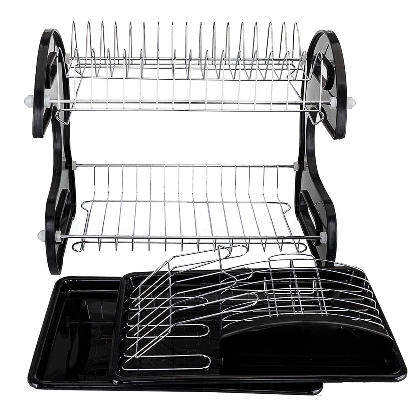 Kitchen Rack Organizer Dual Layers - Dish Dring Rack & Storage Shelf for Bowls, Plates, Utensils