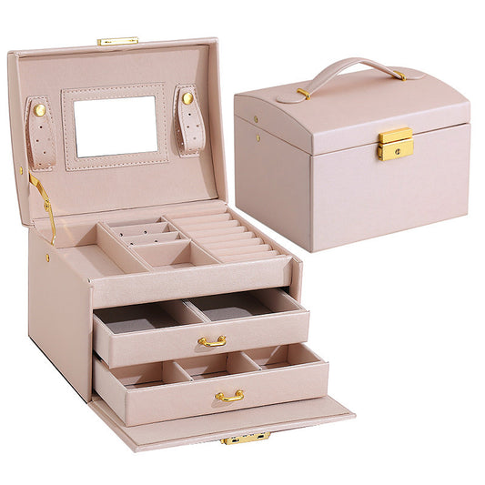 Leather Jawelry Box Organizer for Earrings, Rings, and Necklaces - Portable Storage Case with Velvet Interior