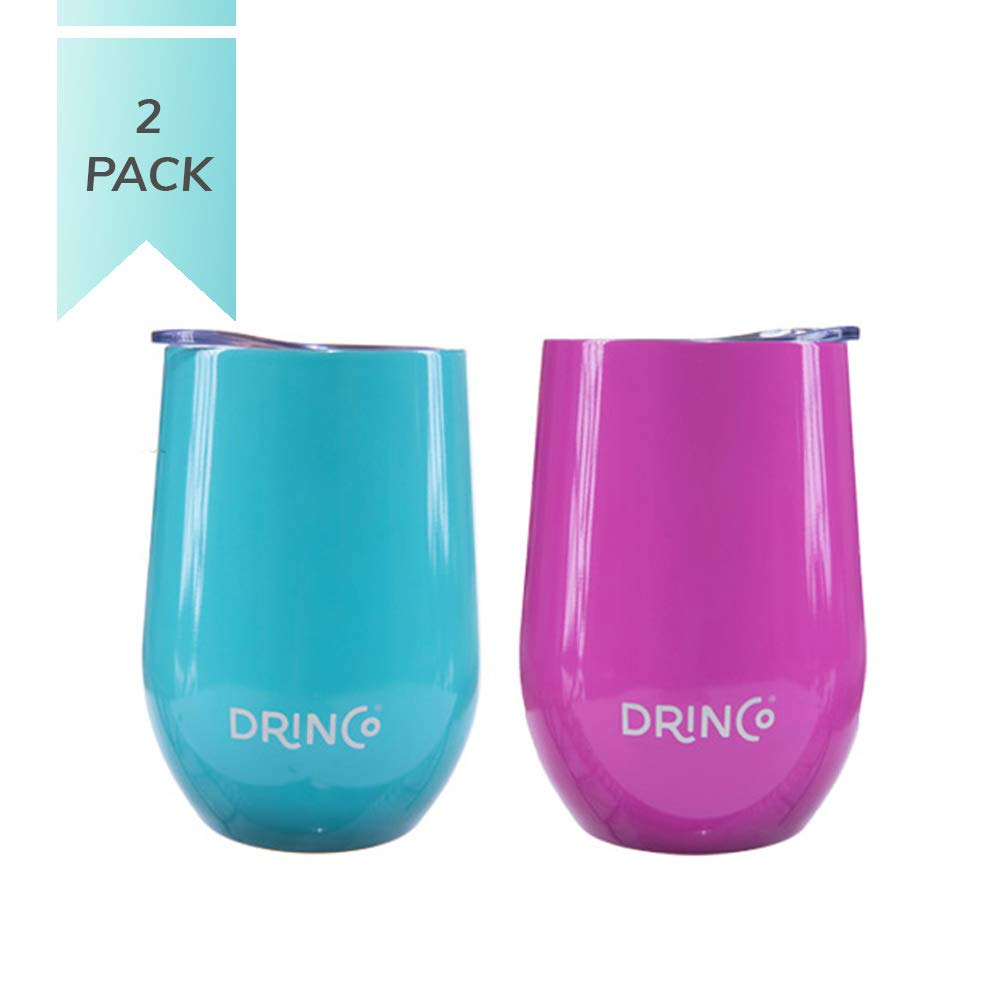 DRINCO® 12oz 2-Pack Insulated Wine Tumbler - Durable & ECO-Friendly